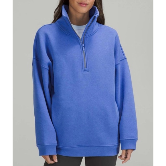 lululemon athletica Tops - LULULEMON Wild Indigo Thick Fleece Half Zip Sweatshirt